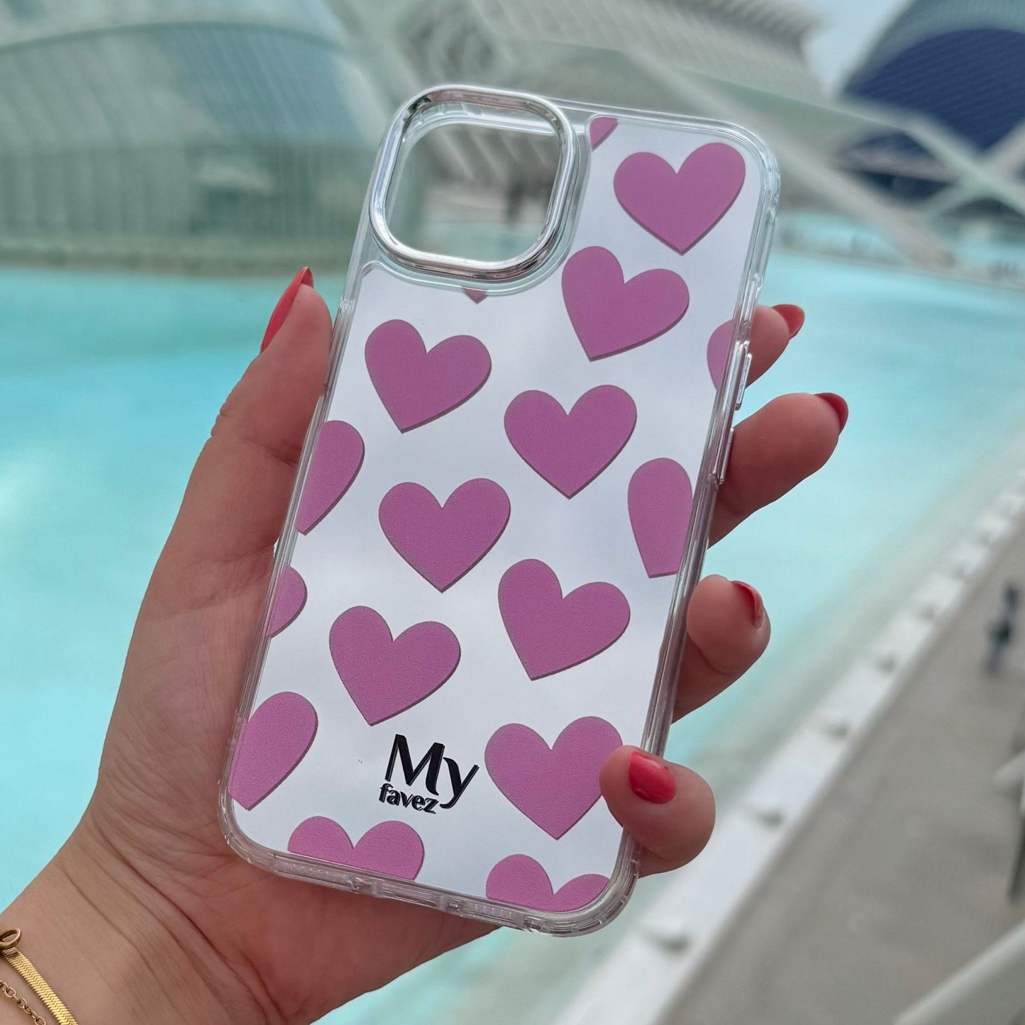 Pink Heart Mirror Case