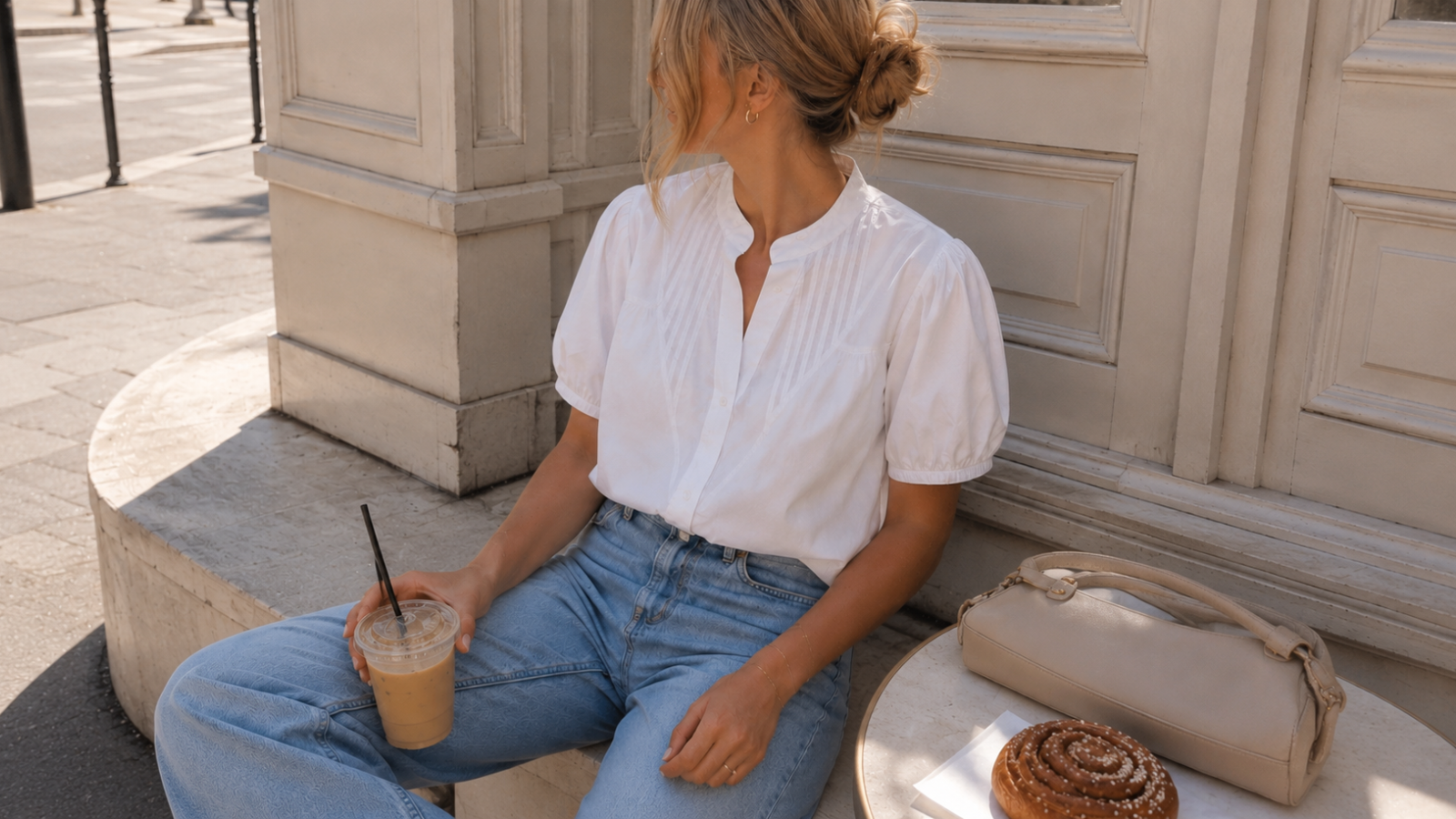 Witte blouse met pofmouwen banner