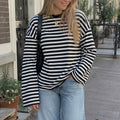 Zwart Witte Gestreepte Longsleeve Dames – Trendy Oversized Top