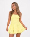 Strapless playsuit dames geel van 100% katoen