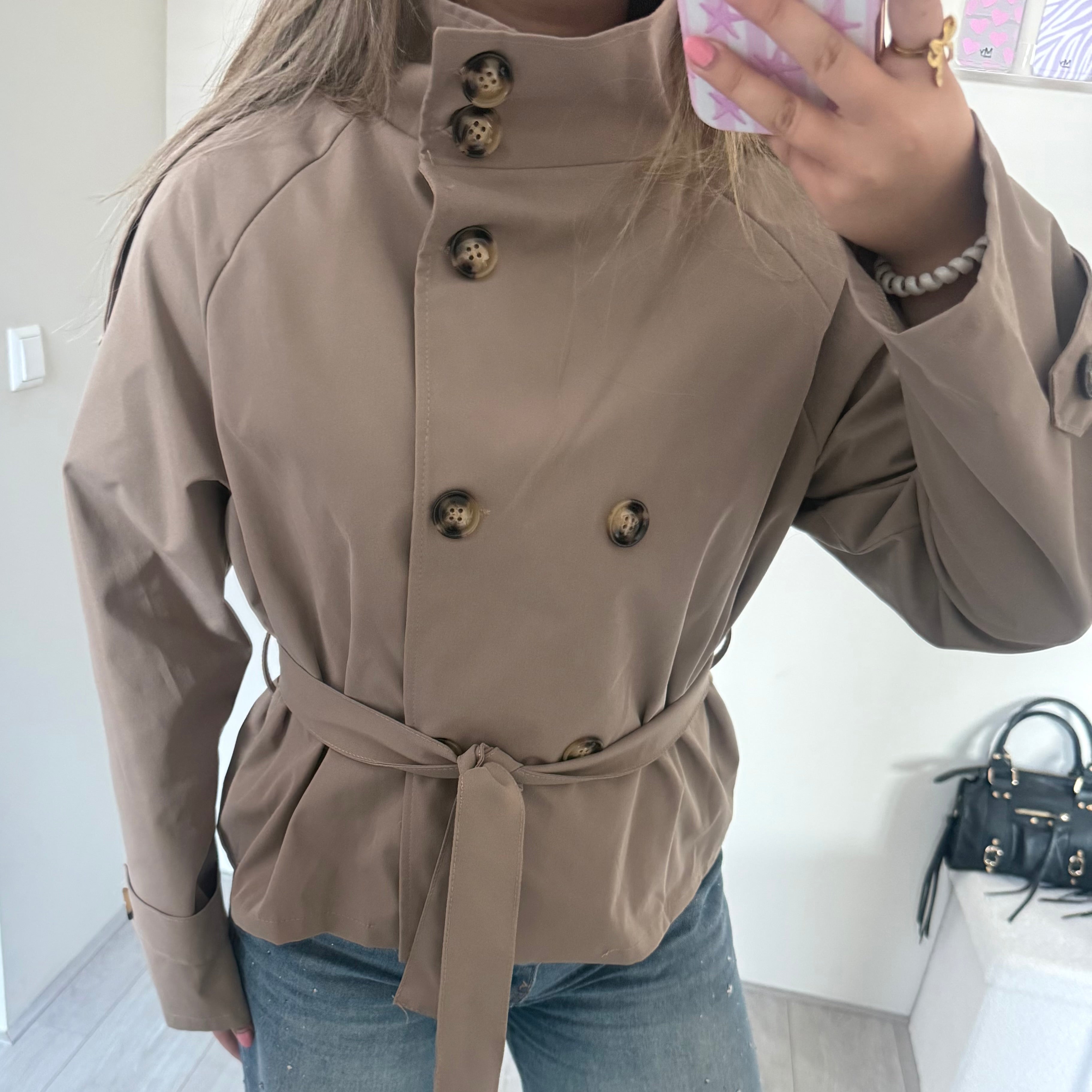taupe trenchcoat met riem