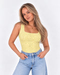Gele body met studs dames