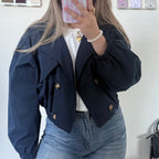 Cropped trench coat navy blauw