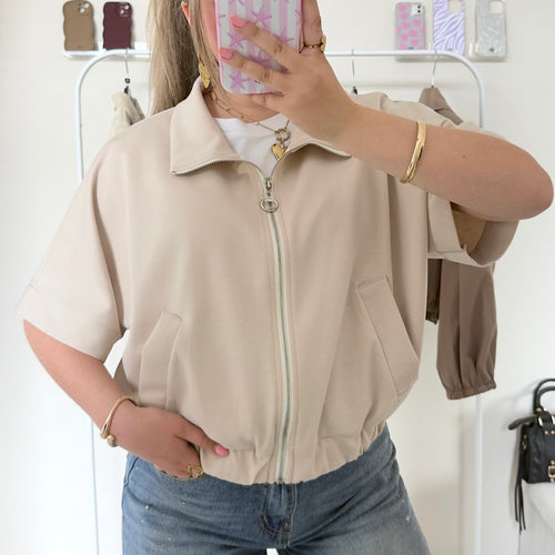 beige vestje met rits one size