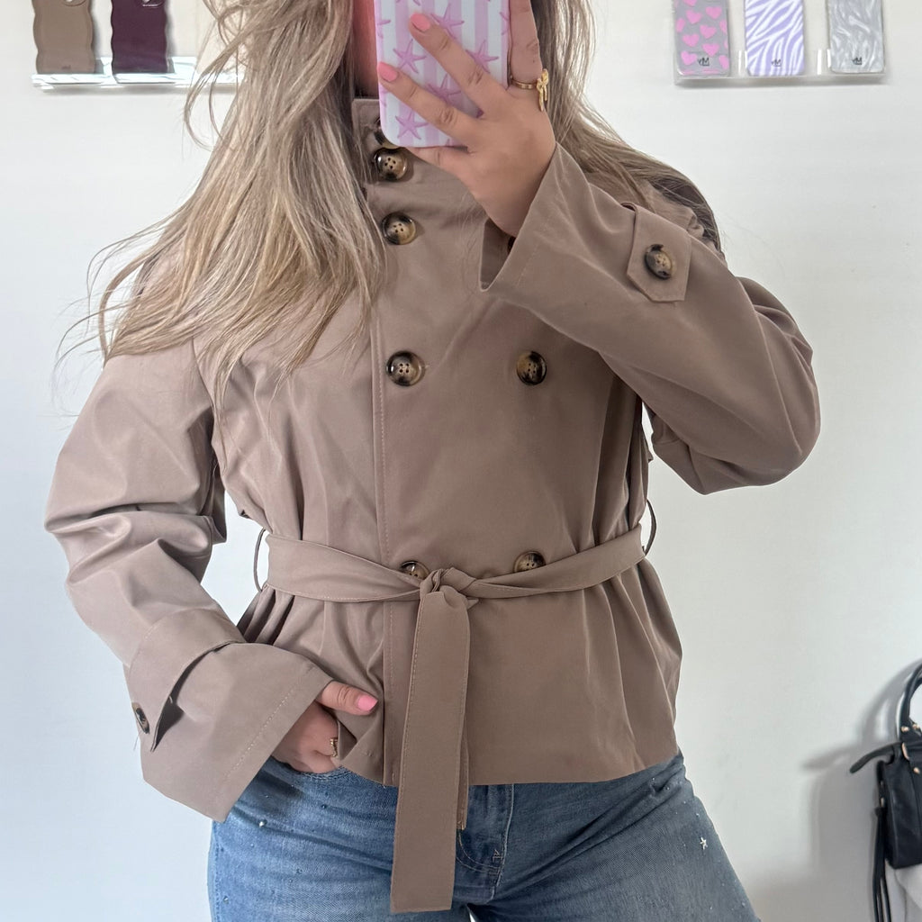 taupe trenchcoat met riem
