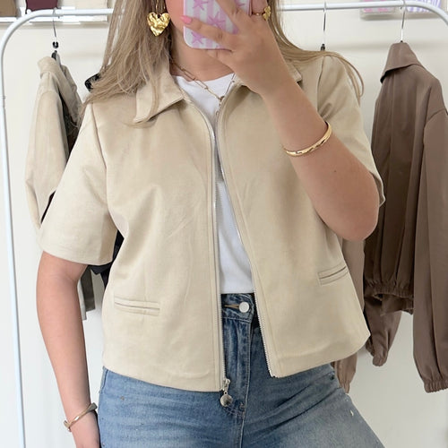Beige suède vestje dames