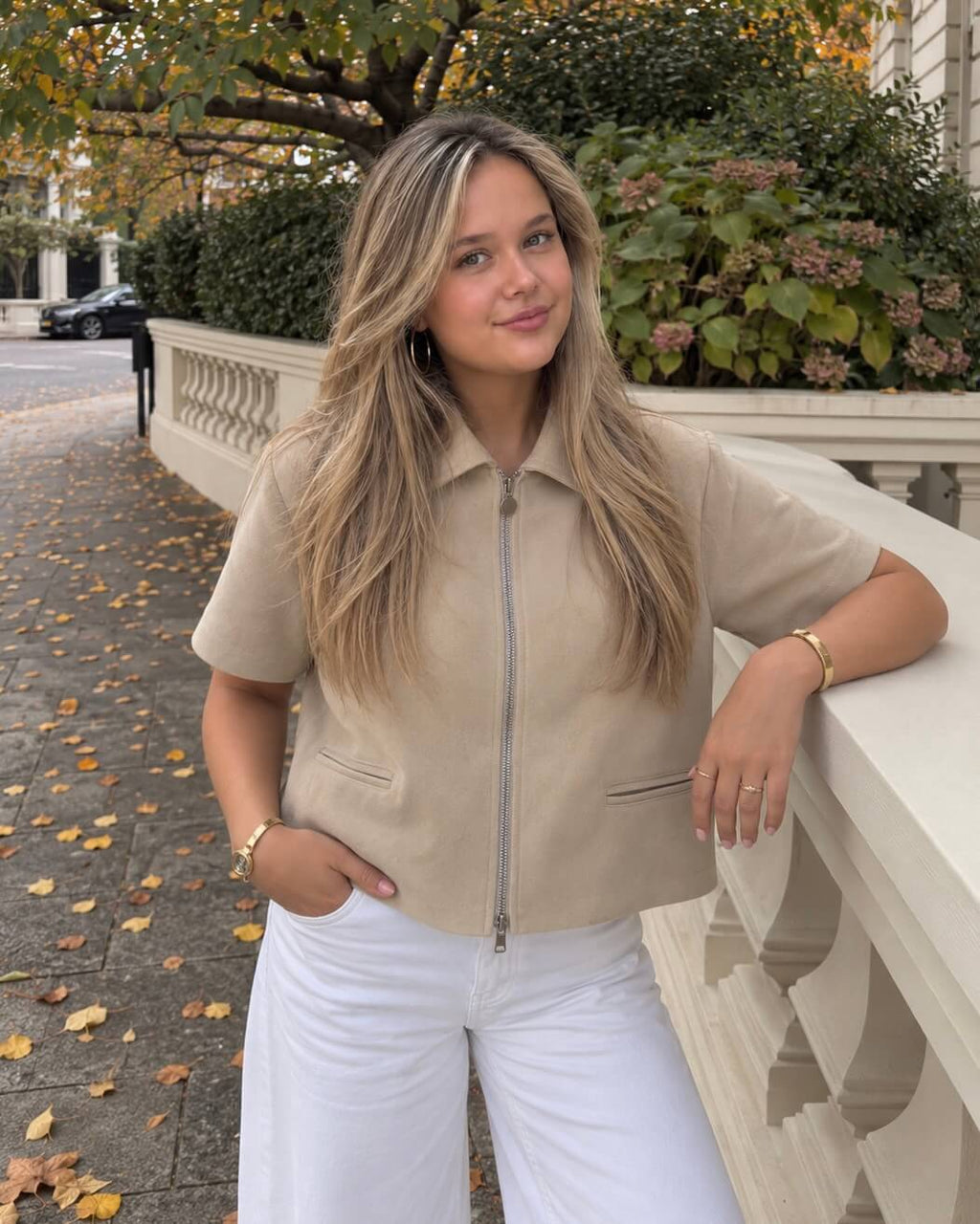 Beige suède vestje dames