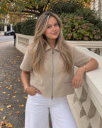 Beige suède vestje dames