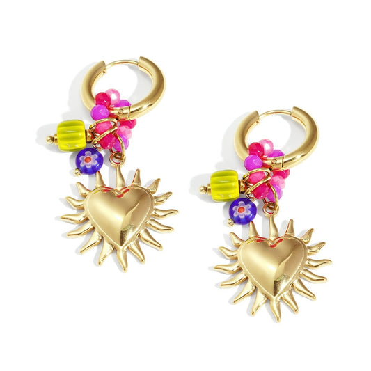 Sun Heart Beads Oorbellen