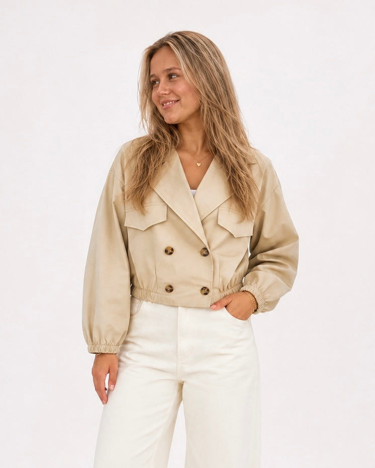 Cropped trench coat dames beige PRE ORDER 7 AUGUSTUS