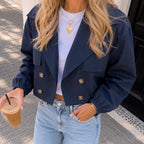Cropped trench coat navy blauw