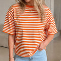 WK t-shirt dames oranje wit gestreept