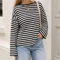 Zwart Witte Gestreepte Longsleeve Dames – Trendy Oversized Top