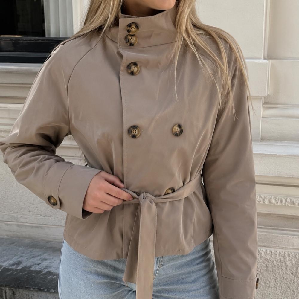 Trenchcoat taupe met riem
