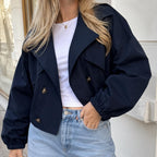 Cropped trench coat navy blauw