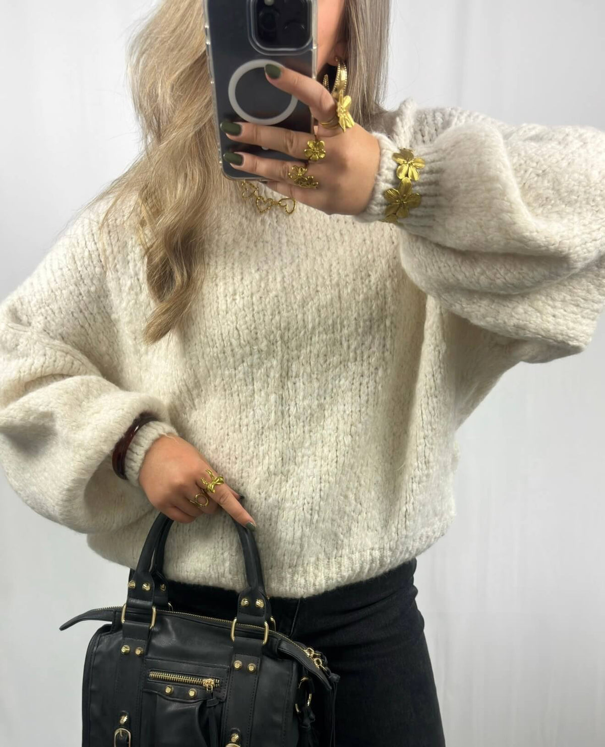 Gebreide trui dames beige