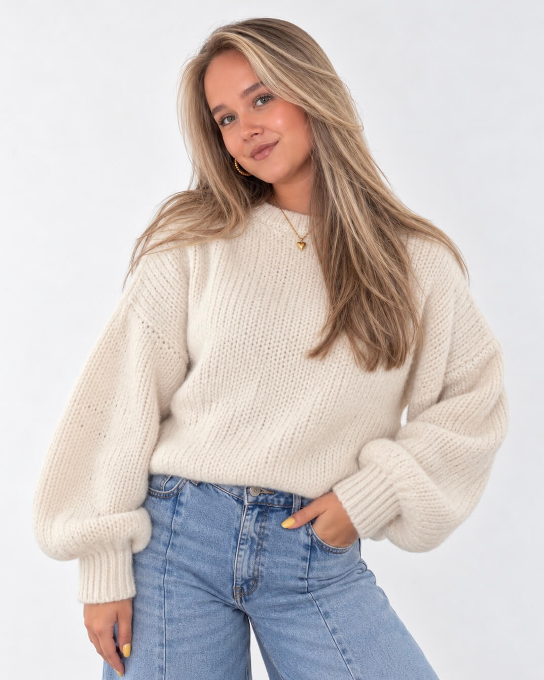 Gebreide trui dames beige