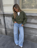 Korte trenchcoat army groen 