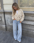 Korte trenchcoat beige