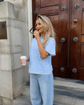 Licht blauw wit gestreept oversized t-shirt dames
