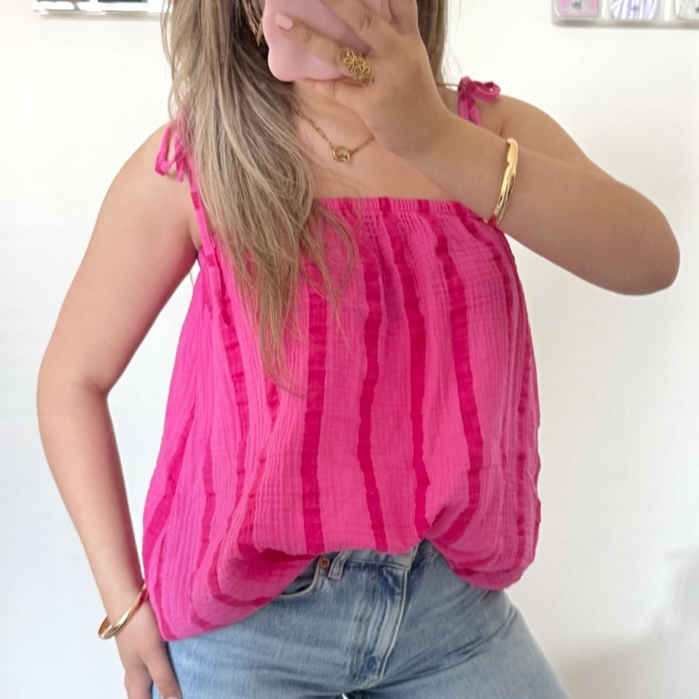 Roze gestreepte top dames