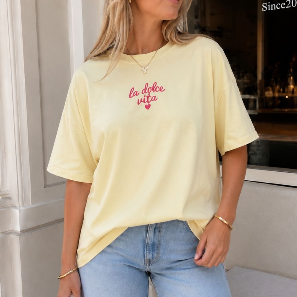 Geel dolce vita t-shirt dames