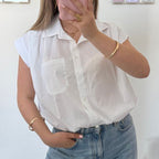 Witte blouse met elastische taille