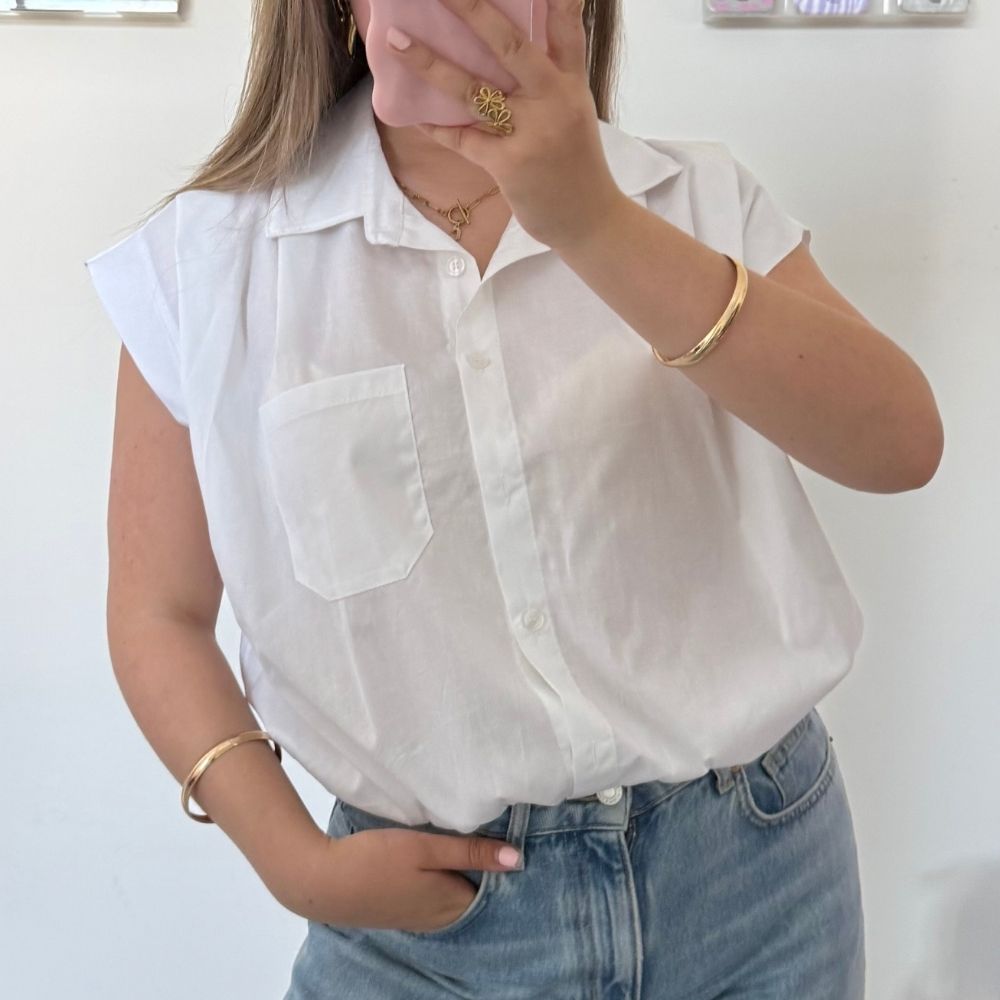 Witte blouse met elastische taille