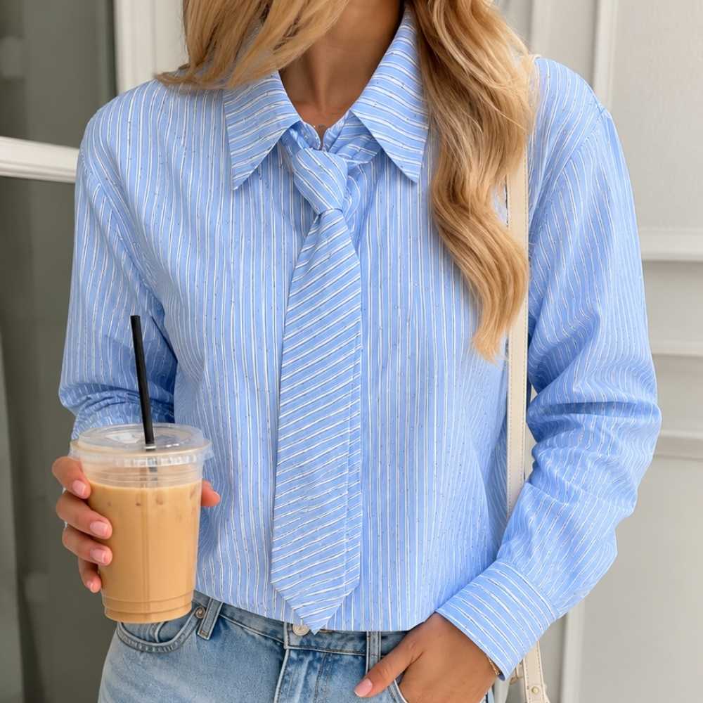 blauwe strass blouse 
