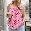 Polka dot top dames roze met strikbandjes