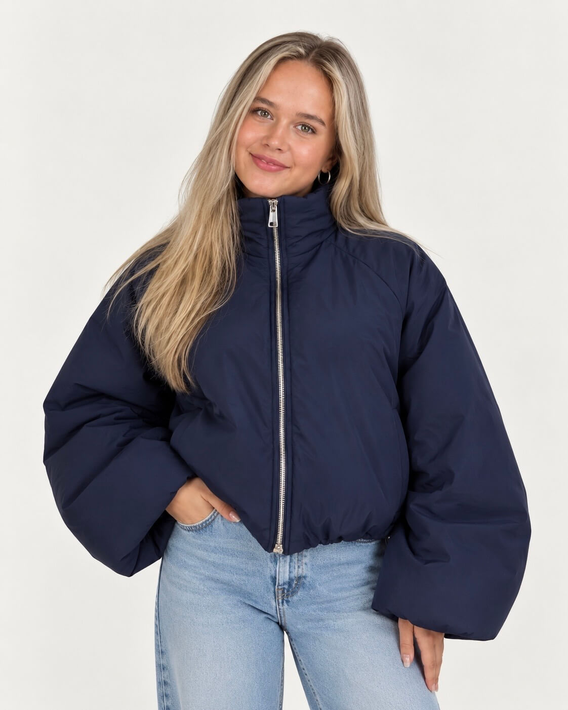 puffer jas donkerblauw