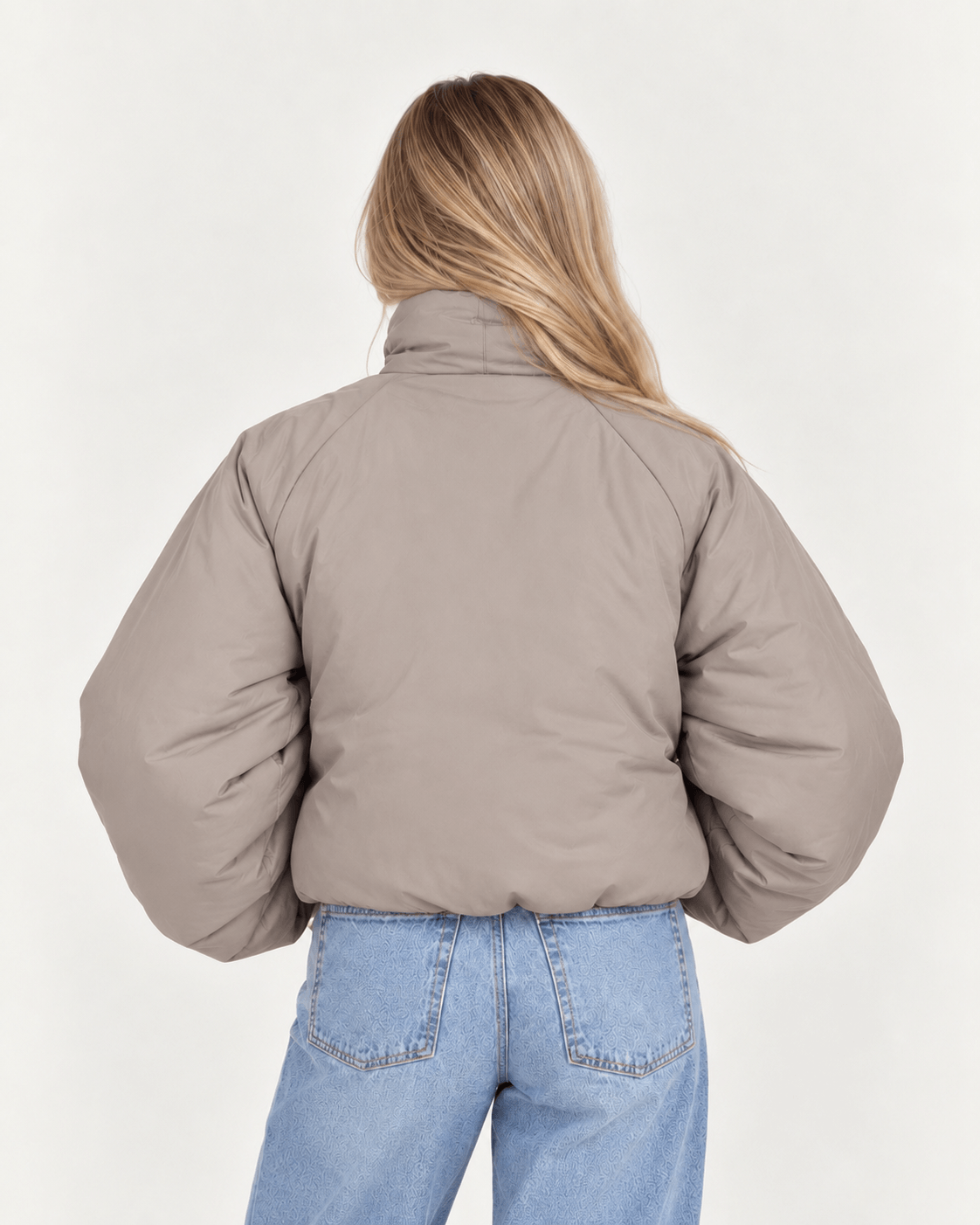 puffer jas taupe