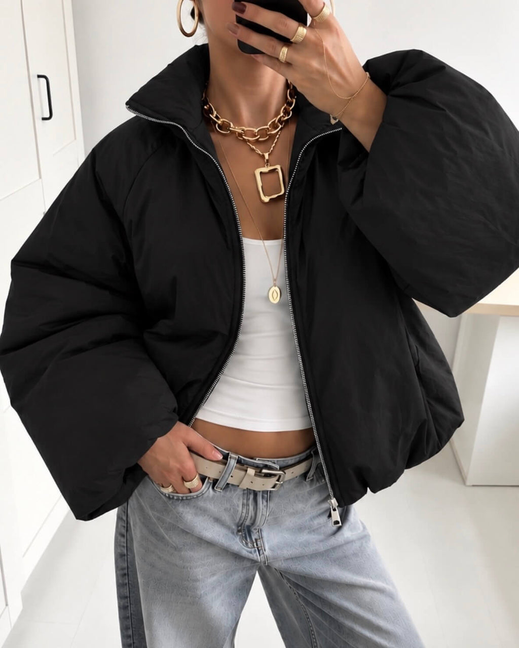 Puffer jas dames zwart