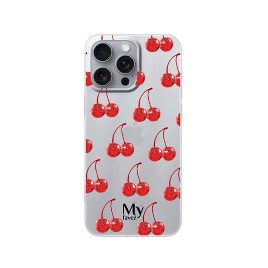 Transparant telefoonhoesje met rode kersjes – Red Cherry Case van My Favez
