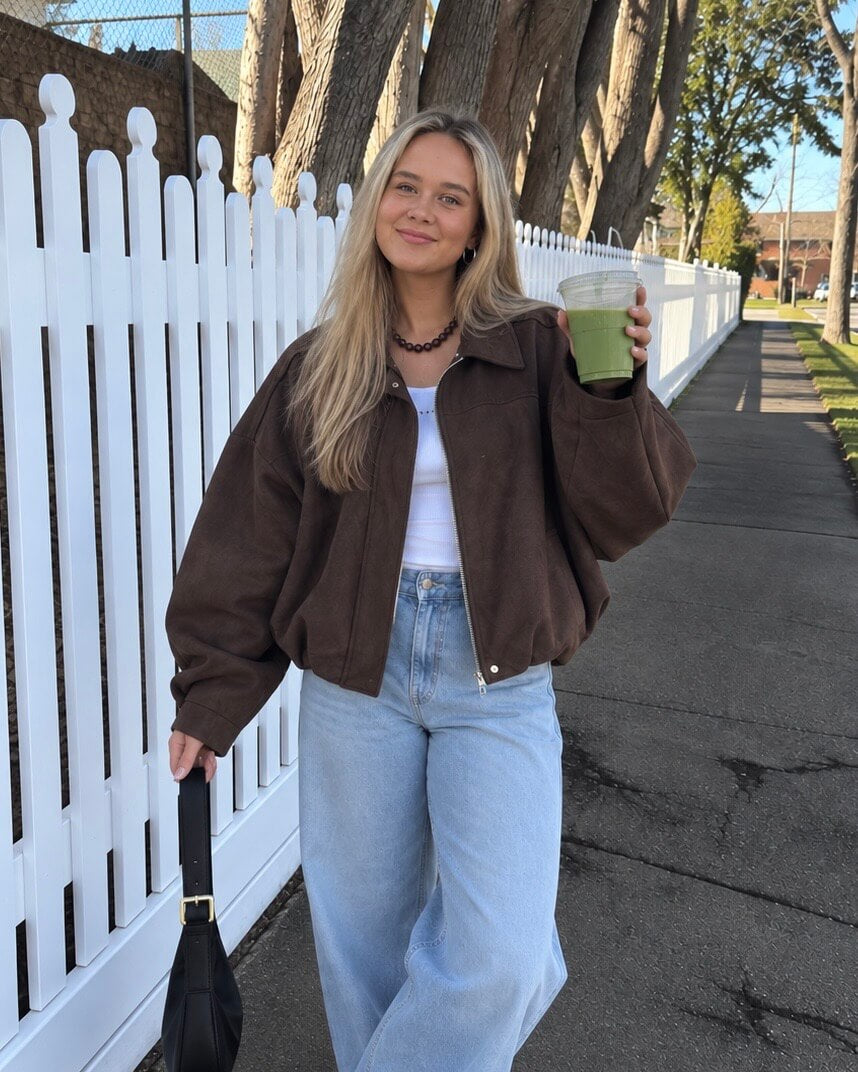 Suède jas dames donkerbruin oversized