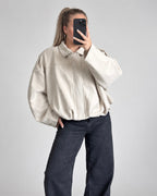 Suède jas dames beige oversized
