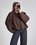 Suède jas dames donkerbruin oversized