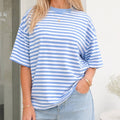 blauw wit gestreept oversized t-shirt dames
