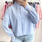 blauw wit strass blouse 