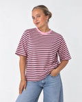 gestreept t-shirt donkerbruin roze dames