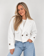 korte trenchcoat dames wit