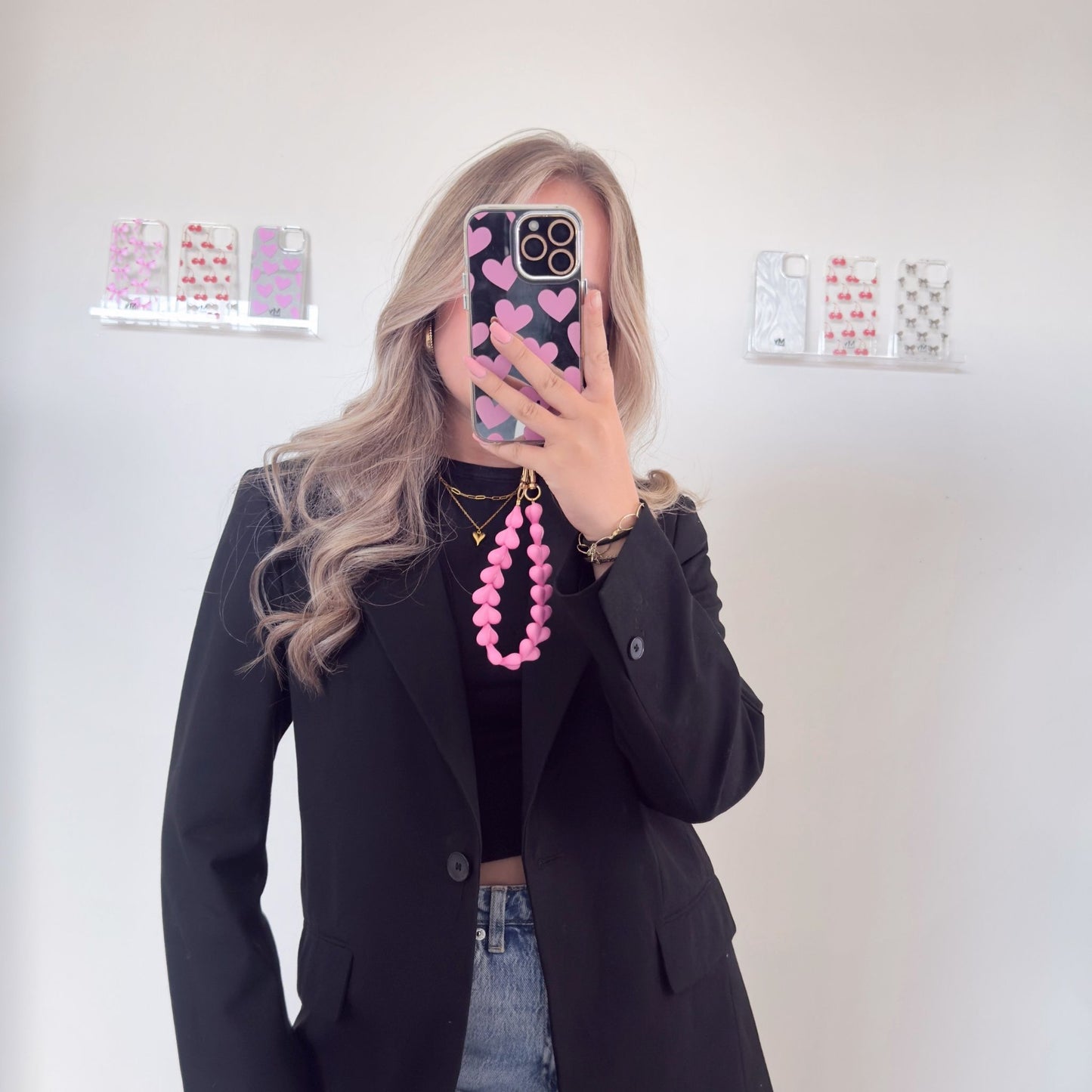 Pink Heart Mirror Case