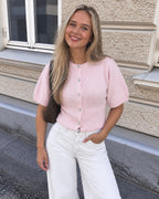 roze cardigan met knopen