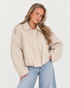 suede jas dames beige