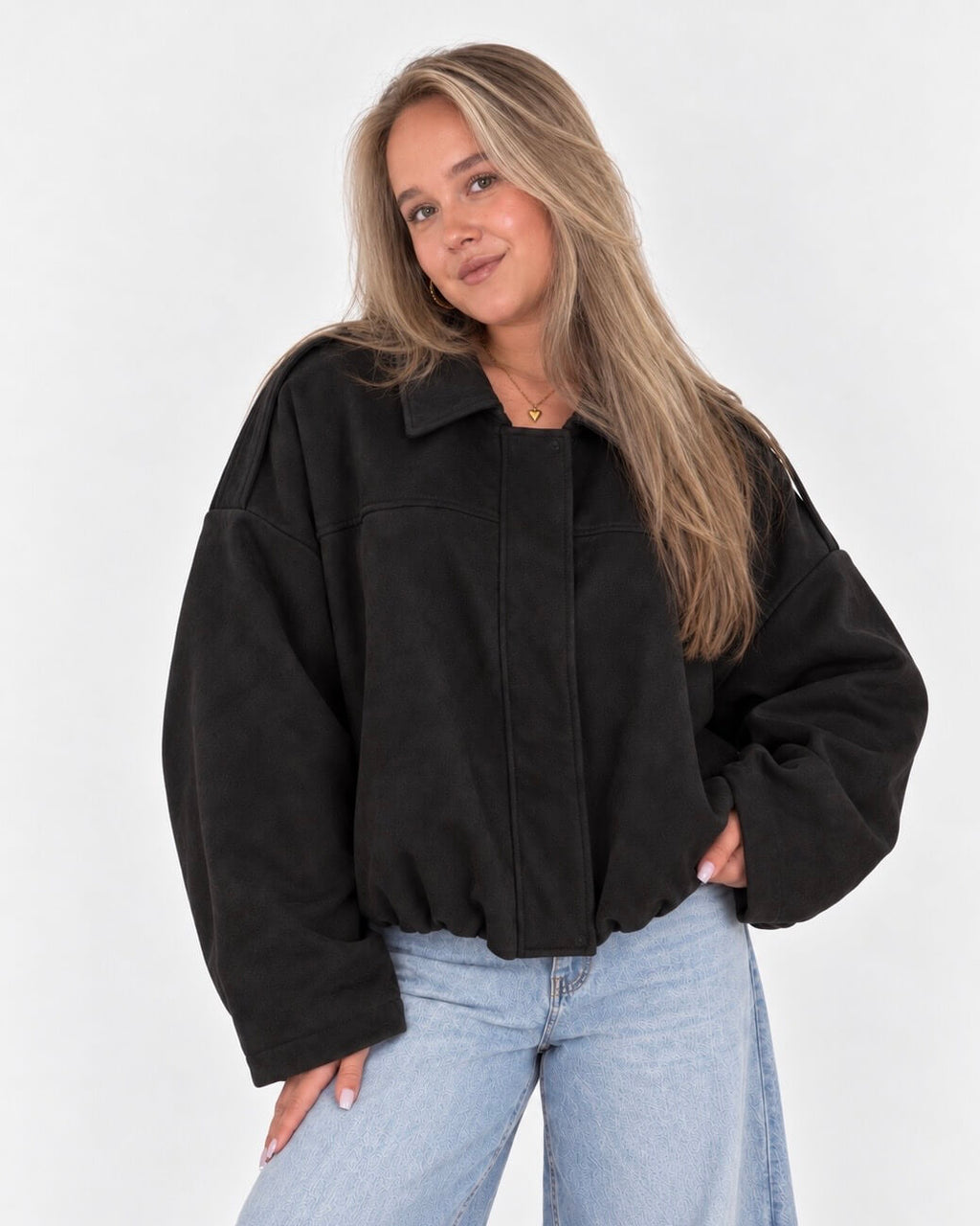 suede jas dames zwart